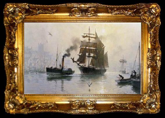 framed  unknow artist Seascape, boats, ships and warships. 102, ta009-2